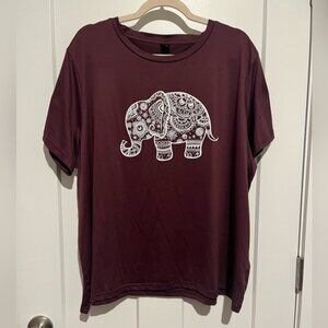 SHEIN Curve Elephant Print Deep Burgundy Top Size 3XL